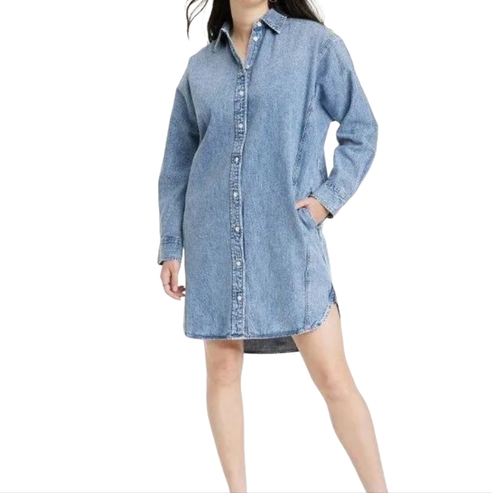 Universal Thread Blue Long Sleeve Denim Dress